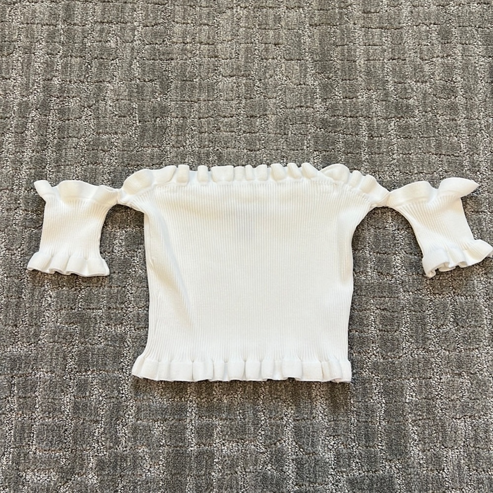 Forever 21 white cropped ribbed knit top